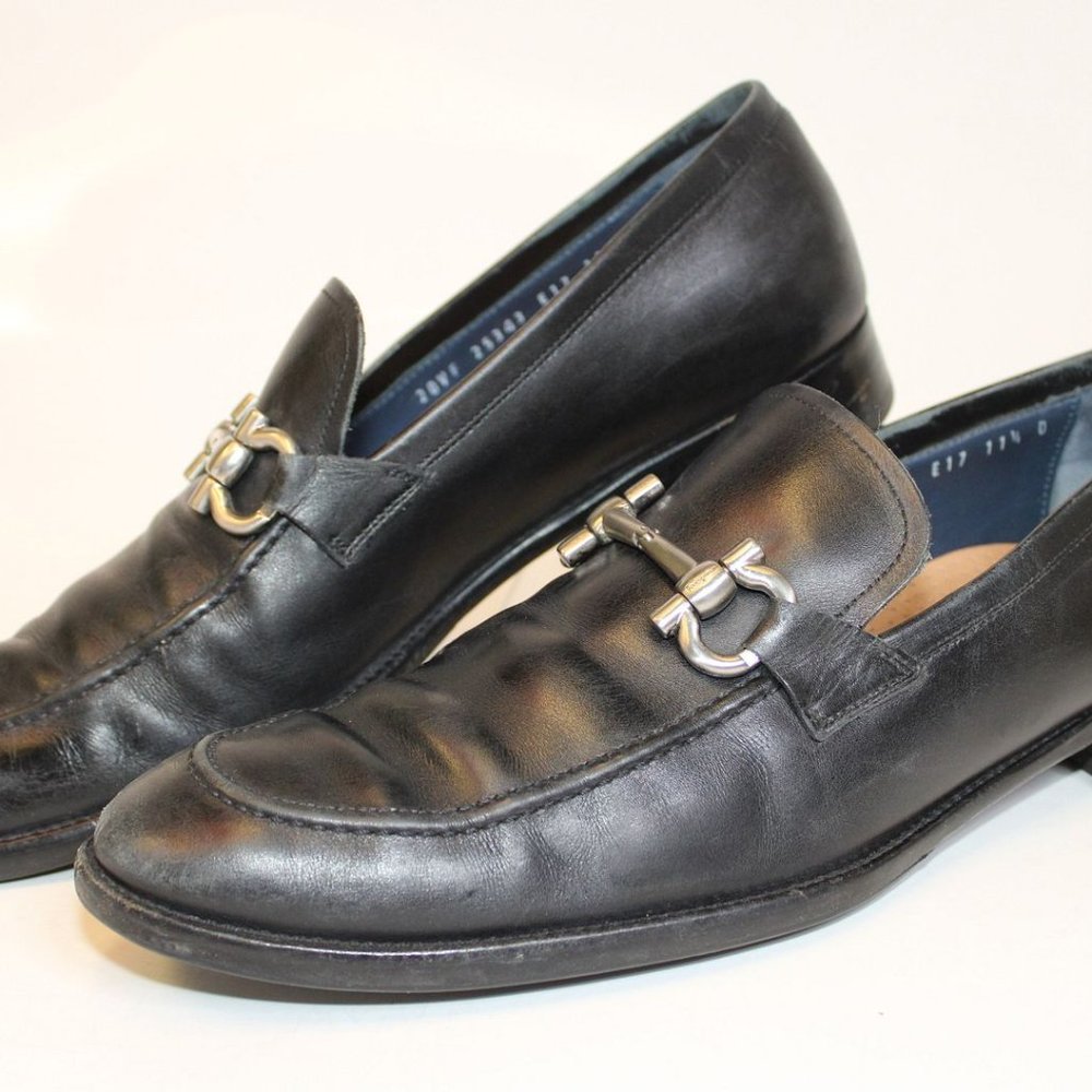 Salvatore Ferragamo USED Mens 11.5 D Leather Loafers Italy Made Shoes 20VF25343